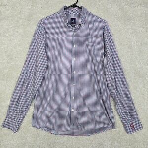 Johnnie-O Shirt Mens Medium Blue Red Plaid Button Up Prep-formance‎ Long Sleeve